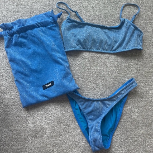 Blue Sparkly Triangl Bikini Set - Picture 2 of 3